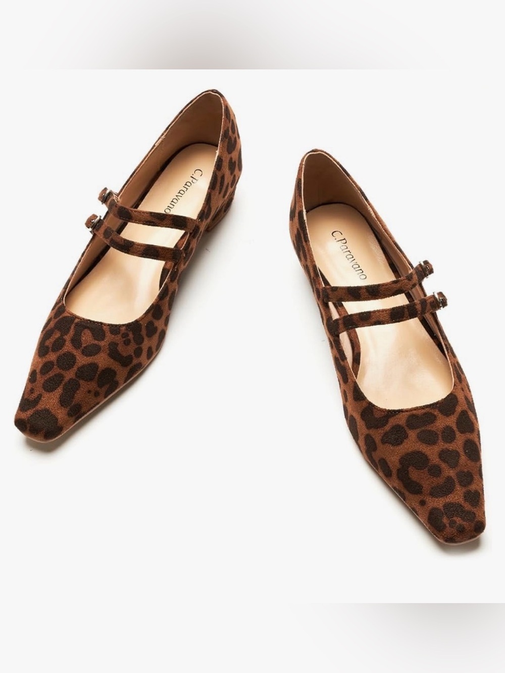C.Paravano Mary Jane Flats Low Heel Dress Shoes, Sz.9 Leopard, Women’s Heels